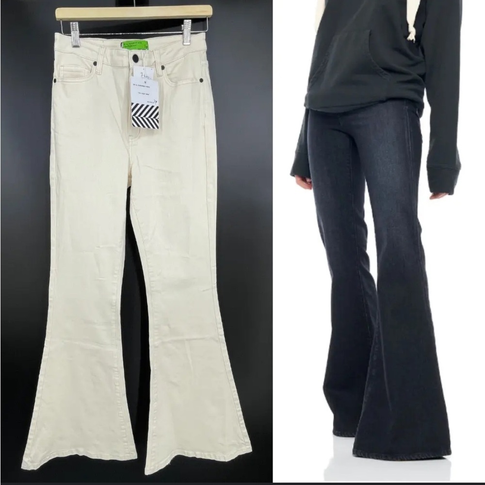 New Sandrine Rose -‎ Free People cream color Super Flare Leg jeans Sz 24